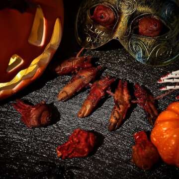 Hicarer 15 Pieces Halloween Broken Fake Body Parts Decoration Scary Fake Fingers Eyeballs Horror Props Halloween Haunted Room Vampire Zombie Horror Party Favors