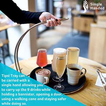 Single handed Tipsi Tray - One Handed Serving Tray, Food and Drink Tray. One Hand Tray, for an Older Person (14 Inch Diameter)