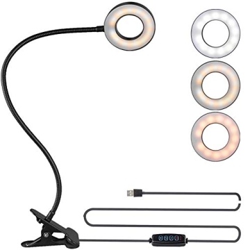 Bekada Adjustable Clip-on Desk Light with 3 Colors 10 Brightness