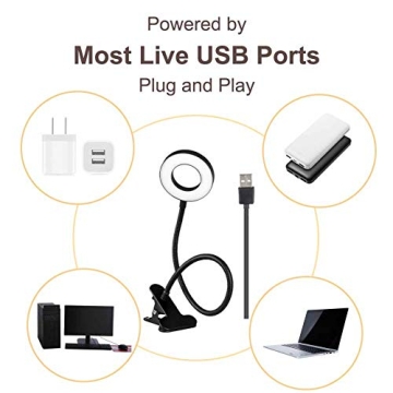 Bekada Adjustable Clip-on Desk Light with 3 Colors 10 Brightness