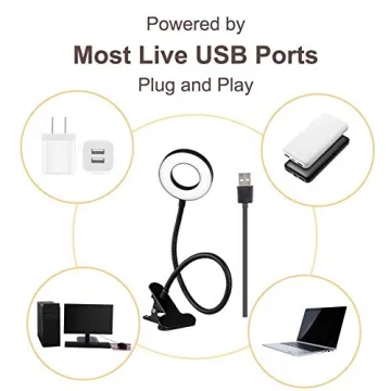 Bekada Adjustable Clip-on Desk Light with 3 Colors 10 Brightness