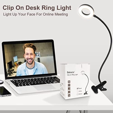 Bekada Adjustable Clip-on Desk Light with 3 Colors 10 Brightness