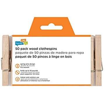 Honey-Can-Do DRY-01375 Wood Clothespins with Spring, 3.3-inches Length,Brown, 2 lbs, 50-Pack