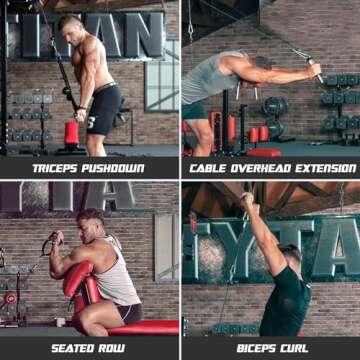 Liksodo Cable Station Wall Mounted, 18 Height Pulley Tower, LAT Pull-Down Machine with Adjustable Dual Pulley System, High and Low Cable Crossover Machine with LAT Row LAT Tower for Home Gym, Red