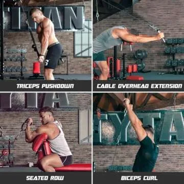 Liksodo Cable Station Wall Mounted, 18 Height Pulley Tower, LAT Pull-Down Machine with Adjustable Dual Pulley System, High and Low Cable Crossover Machine with LAT Row LAT Tower for Home Gym, Red