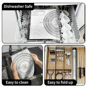 Silicone Dough Mat Sheet for Rolling, Macaron Cookie Pizza Baking Mat Sheet for Oven, Kitchen Coounter Mat,Pastry Mat for Rolling Dough Non Slip, Bread Mat for Kneading, Reusable Rolling Mat