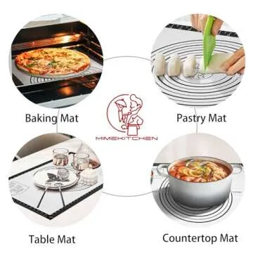 Silicone Dough Mat Sheet for Rolling, Macaron Cookie Pizza Baking Mat Sheet for Oven, Kitchen Coounter Mat,Pastry Mat for Rolling Dough Non Slip, Bread Mat for Kneading, Reusable Rolling Mat