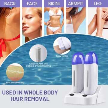 Subay Roll on Wax Warmer Double Cartridges Warmers 110v for Women Men Body Waxing Coarse Hair Remova...