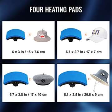 VEVOR 4-in-1 Hat Heat Press, 6x3inches Heating Platen Cap Heat Press Machine, Sublimation Transfer Hats Caps, LCD Digital Control with Four Replaceable Heating Pads (6x3/6.7x2.7/6.7x3.8/8.1x3.5)