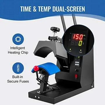 VEVOR 4-in-1 Hat Heat Press, 6x3inches Heating Platen Cap Heat Press Machine, Sublimation Transfer Hats Caps, LCD Digital Control with Four Replaceable Heating Pads (6x3/6.7x2.7/6.7x3.8/8.1x3.5)
