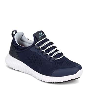 Skechers Womens Athletic Slip-on Bungee Food Service Shoe, Navy, 8.5