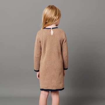 Hope & Henry Baby Girls' Long Sleeve Bow Detail Intarsia Sweater Dress