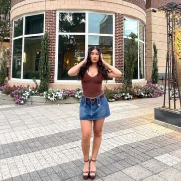 OMAKGI Women Seamless Tummy Control Shapewear Sculpting Thong Bodysuits Sleeveless Body Shaper(M,32-Brown)