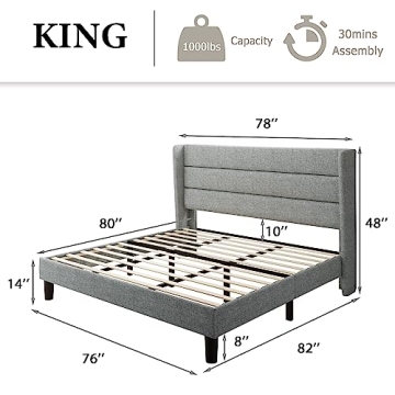 iPormis King Bed Frame with Wingback - Stylish Comfort