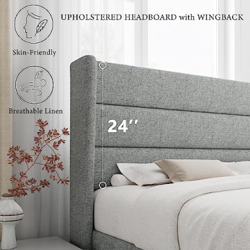 iPormis King Bed Frame with Wingback - Stylish Comfort