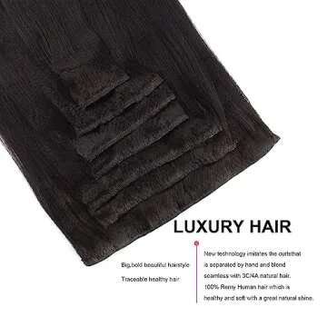 ABH AmazingBeauty Hair Yaki Straight Clip Ins Remy Human Hair Extensions for Black Women Natural Black Light Yaki Clip ins 7 Pieces 120 Gram Per Set, 12 Inch