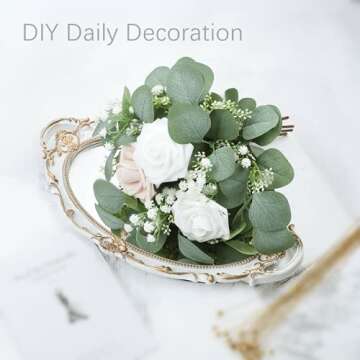 Lavora Zone 20 Pcs Artificial Seeded Eucalyptus Leaves Stems Bulk Silver Dollar Leaves Plant Green 11.8" Tall Artificial Greenery Holiday Greens Wedding