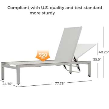 Grand Patio Outdoor Chaise Lounge with Adjustable Backrest