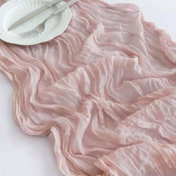 Elegant 10FT Dusty Pink Cheesecloth Table Runner for Special Occasions