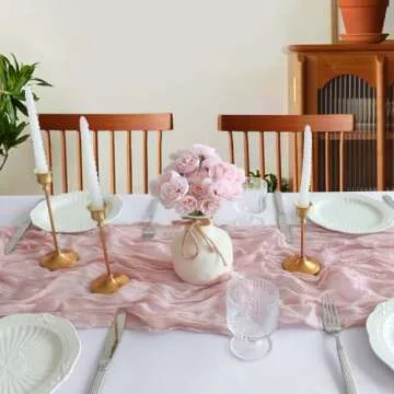 10FT Dusty Pink Cheesecloth Table Runner for Celebrations