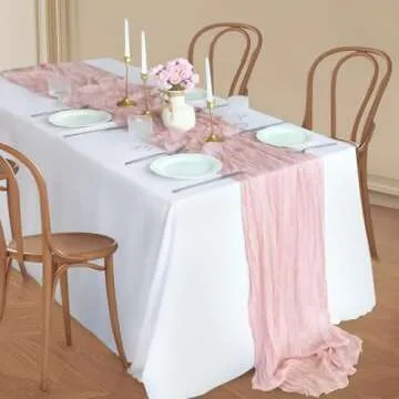 10FT Dusty Pink Cheesecloth Table Runner for Celebrations