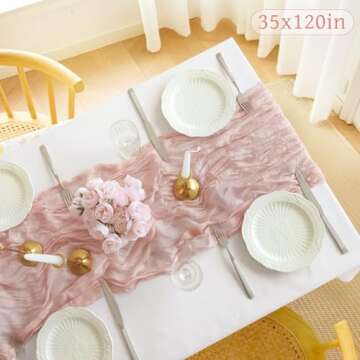 10FT Dusty Pink Cheesecloth Table Runner for Celebrations