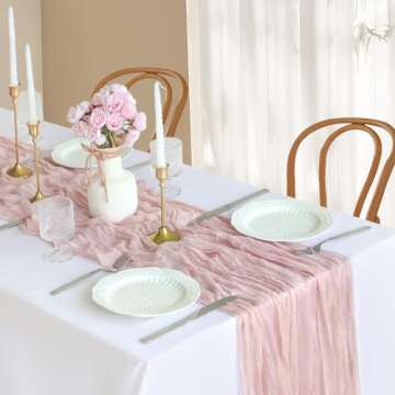 10FT Dusty Pink Cheesecloth Table Runner for Celebrations