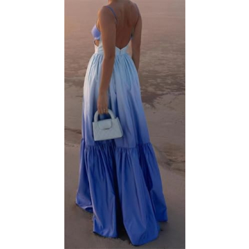 Sexy Tie Dye Maxi Dress for Women Nightclub Party Wear