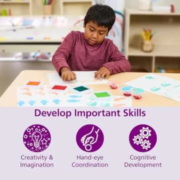 Colorations Easy Knob Grip Stamper Animal Stamps, Jungle, Domestic, Tropical, 14 Stamps, , 2 inches x 3 inches, Storytelling, Card Making, Decorating, Educational, Learning, Biology