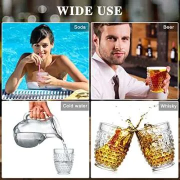 Tanlade 16 Pcs Hobnail Drinking Glasses Vintage Drinkware Acrylic Wine Glasses Old Fashioned Plastic Embossed Glasses Bubble Drinkware Glassware Cups for Beer Cocktail Soda (Classic Style)