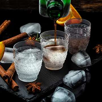 Tanlade 16 Pcs Hobnail Drinking Glasses Vintage Drinkware Acrylic Wine Glasses Old Fashioned Plastic Embossed Glasses Bubble Drinkware Glassware Cups for Beer Cocktail Soda (Classic Style)