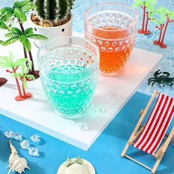 Tanlade 16 Pcs Hobnail Drinking Glasses Vintage Drinkware Acrylic Wine Glasses Old Fashioned Plastic Embossed Glasses Bubble Drinkware Glassware Cups for Beer Cocktail Soda (Classic Style)