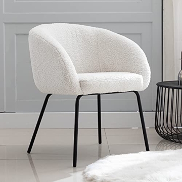 Stylish DUOMAY Faux Fur Barrel Dining Chair Set of 4