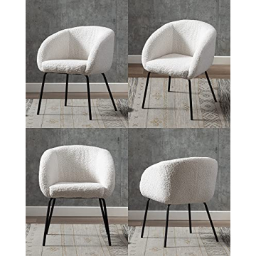 Stylish DUOMAY Faux Fur Barrel Dining Chair Set of 4