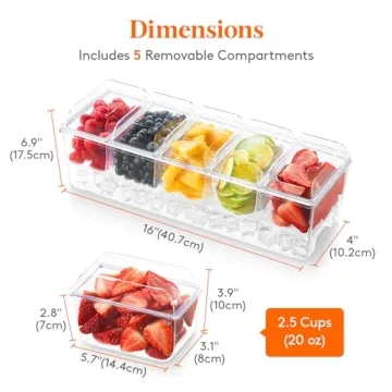 Lifewit Ice Chilled Condiment Caddy - 5 Containers