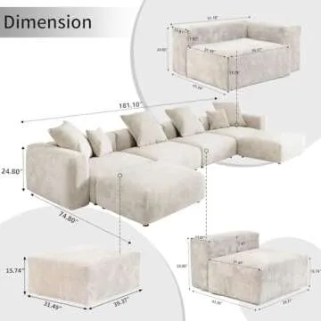 Comfortable Oversized WJShome Modular Sectional Sofa