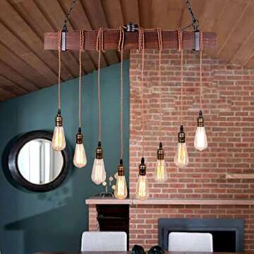 Farmhouse Pendant Lights Kitchen Island, Kitchen Light Fixtures, Rustic Dining Room Light Fixture wi...