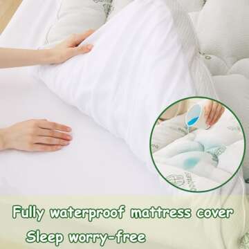 OBOEY Mattress Topper,3D Cloud Shape Mattress Protector Pad,with 1 Pillowcase and Eye-mask,Side Pocket, Waterproof, Cooling Extra Thick Breathable Mattress Cover-King