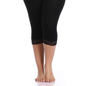 Women's Plus Size Capri Leggings with Lace Trim