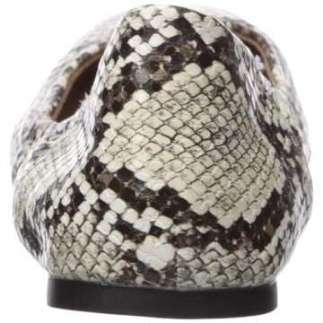 Amazon Essentials Women's Belice Ballet Flat, Black White Faux Snake Skin, 9