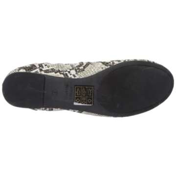 Amazon Essentials Women's Belice Ballet Flat, Black White Faux Snake Skin, 9