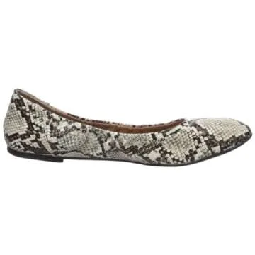 Amazon Essentials Women's Belice Ballet Flat, Black White Faux Snake Skin, 9