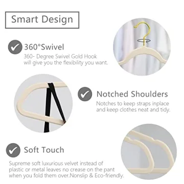 MIZGI Premium Velvet Hangers 50-Pack Heavy Duty Non-Slip