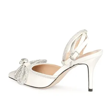 Arqa Rhinestone Bow Heels: Elegant Wedding Pumps for Women