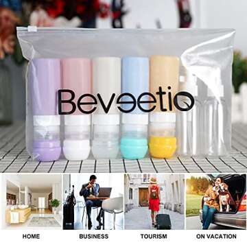 Beveetio Travel Bottles TSA Approved 15 Pack,2.9oz Silicone Refillable Size Containers, BPA Free Tra...