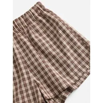 MakeMeChic Women's Elastic Waisted Plaid Shorts Lounge Pajama Shorts Multi3 S