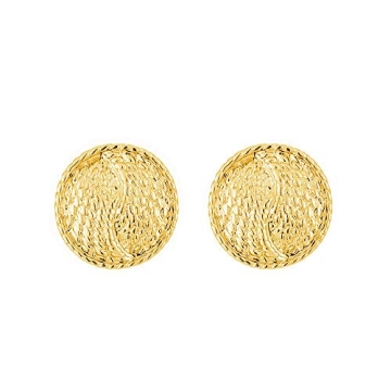 Women Gold Clip Earrings - Vintage Round Button Clip On Earrings Non-Pierced