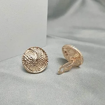Gold Clip On Earrings for Women, Vintage Style Non Pierced