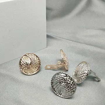 Gold Clip On Earrings for Women, Vintage Style Non Pierced