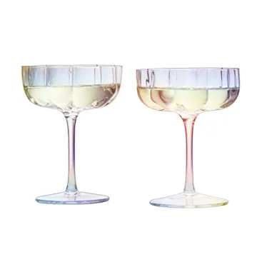 Khen Flower Vintage Wavy Glass Coupes Set of 2 Iridescent